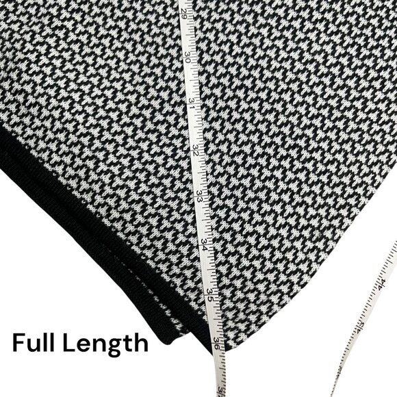 Avenue One Size Plus Black White Knit Winter Poncho Asymmetrical Sweater Wrap - Picture 7 of 8